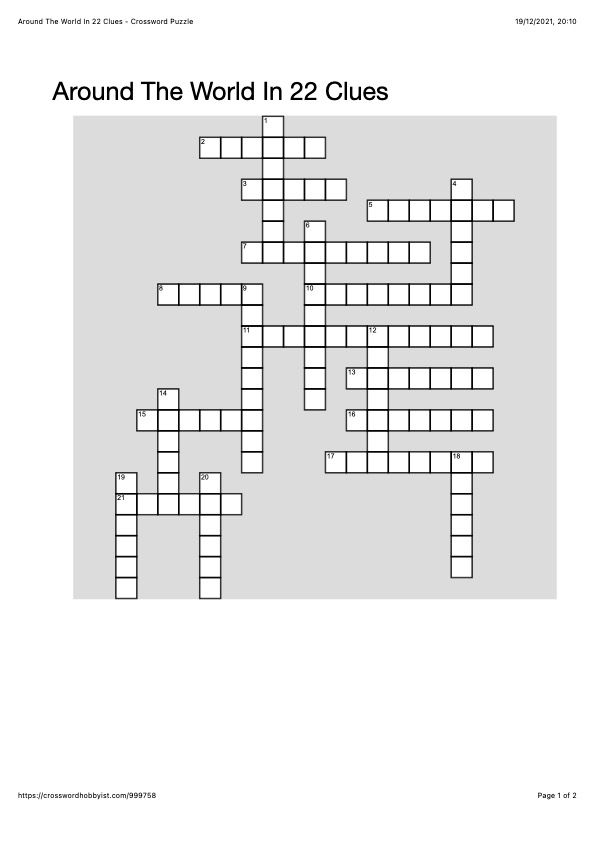 A Free Crossword Puzzle ... Just For You!